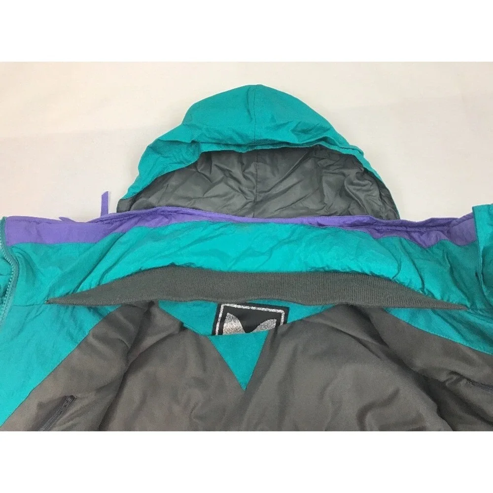 Couloir Ski Jacket Coat Vintage Womens Size 10 Green Purple Hidden Hood‎